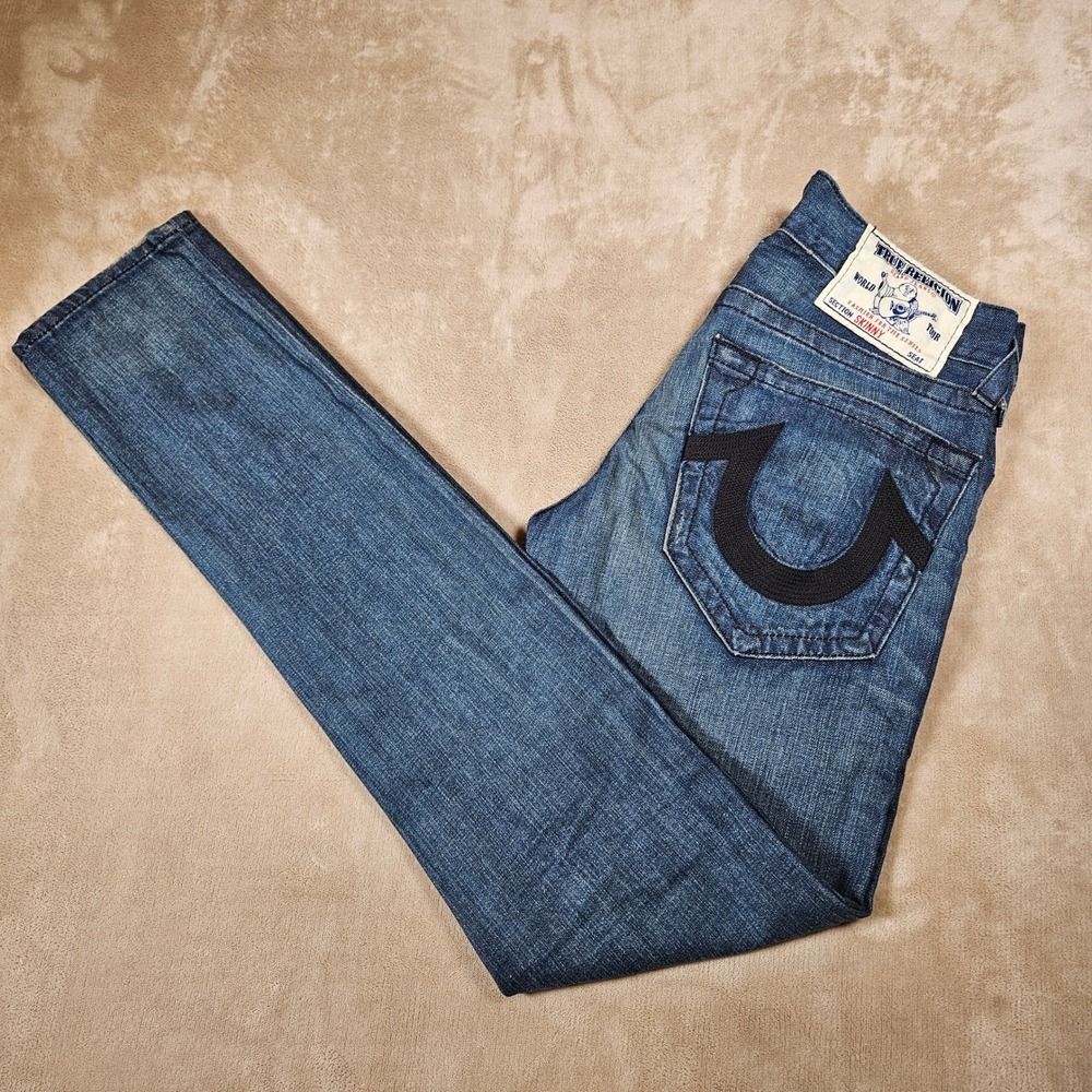 True Religion Skinny Jeans Women 28 Medium Wash Blue Vintage Button Fly